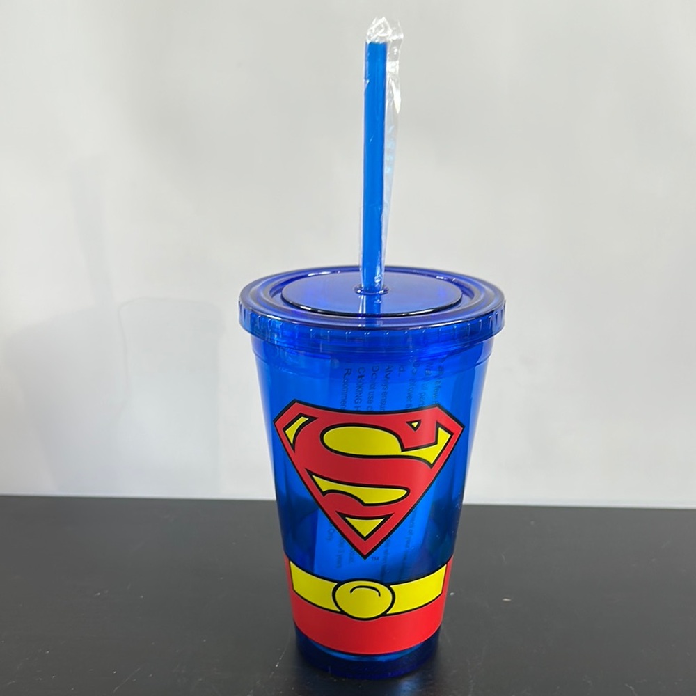 Superman Blue Tumbler with Straw